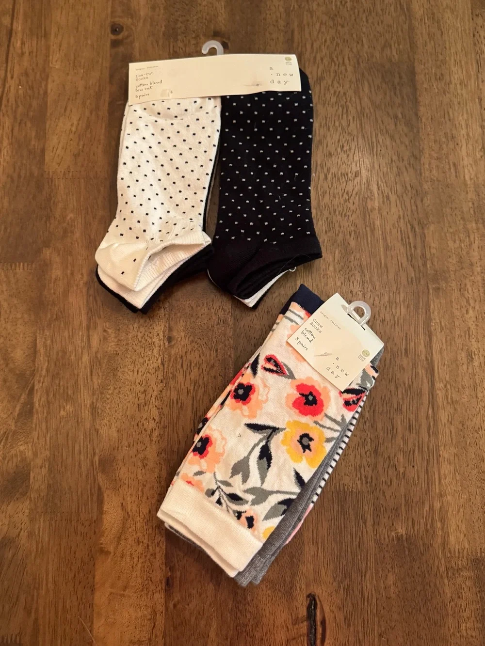 Bundle: new day Floral, Stripe, Polka Dot Socks - 9 Pairs Total